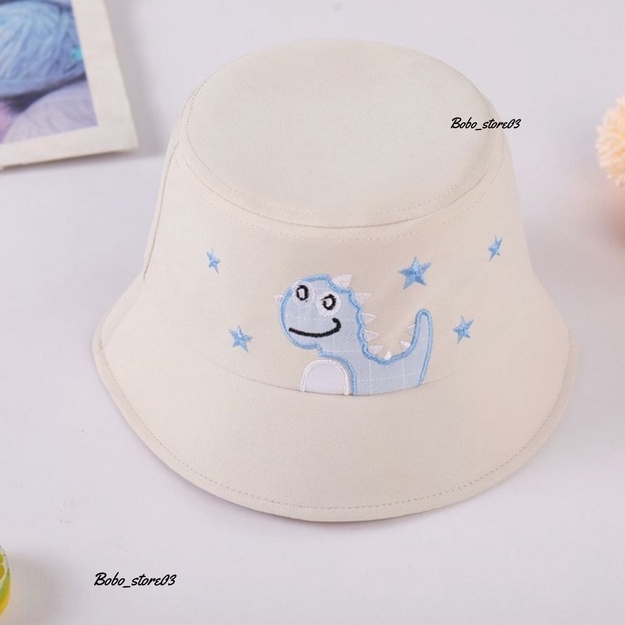 Topi Bucket Anak Bayi Perempuan Laki-Laki Bordir dino pakai tali murah 2-9 tahunan