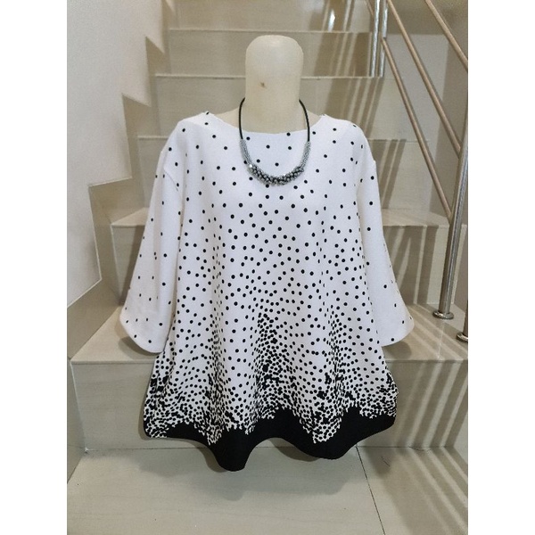 Blouse Scuba Premium Import Jumbo 2XL-3XL-Motif A - Putih
