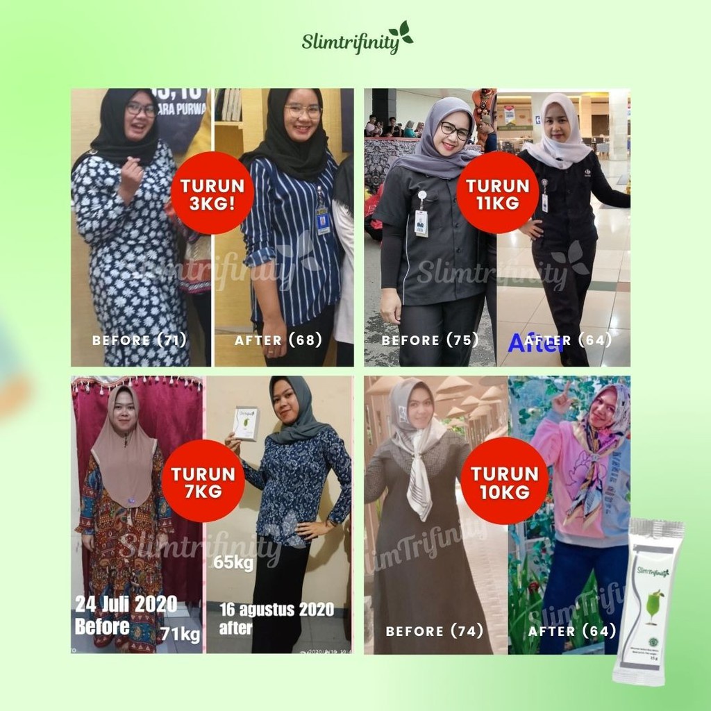 Suplemen diet herbal pelangsing mengecilkan perut buncit (bukan obat) ampuh penurun berat badan cepat turun aman slim trifinity halal BPOM SBY