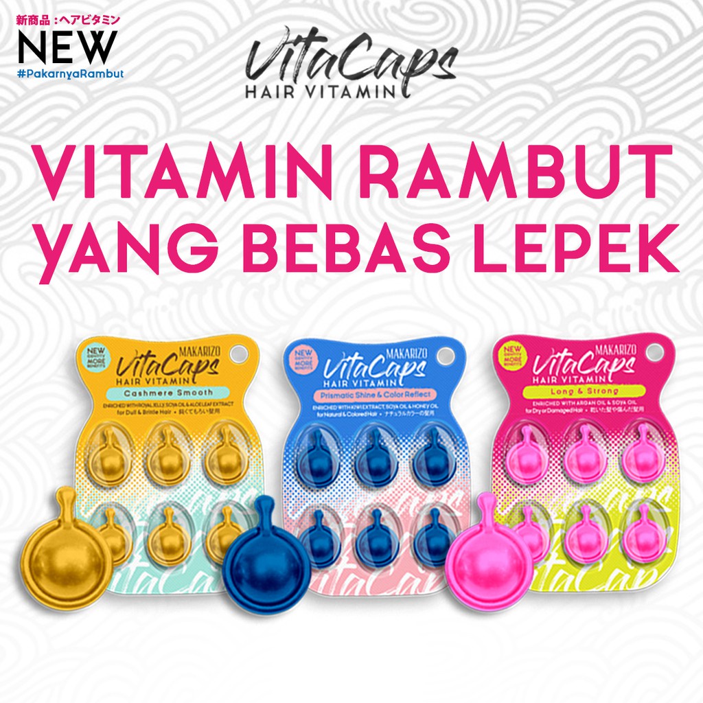 Kapsul 6x1ml Makarizo Vitacaps Hair Vitamin Rambut Rusak Kering Rapuh Bercabang Diwarnai GIRLSNEED77