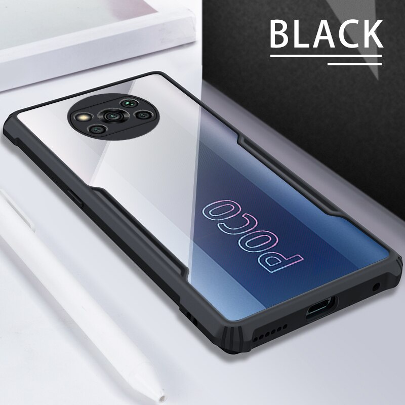 Case XIAOMI POCO X3 NFC Armor Fushion Transparent Casing + Tempered Glass Full Layar dan Skin Carbon