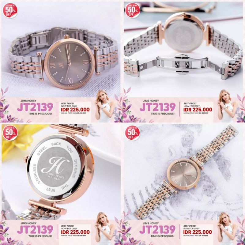 JIMS HONEY 2139 JAM TANGAN WANITA ANTI AIR (FREE EXCLUSIVE BOX KAYU + BATERAI)