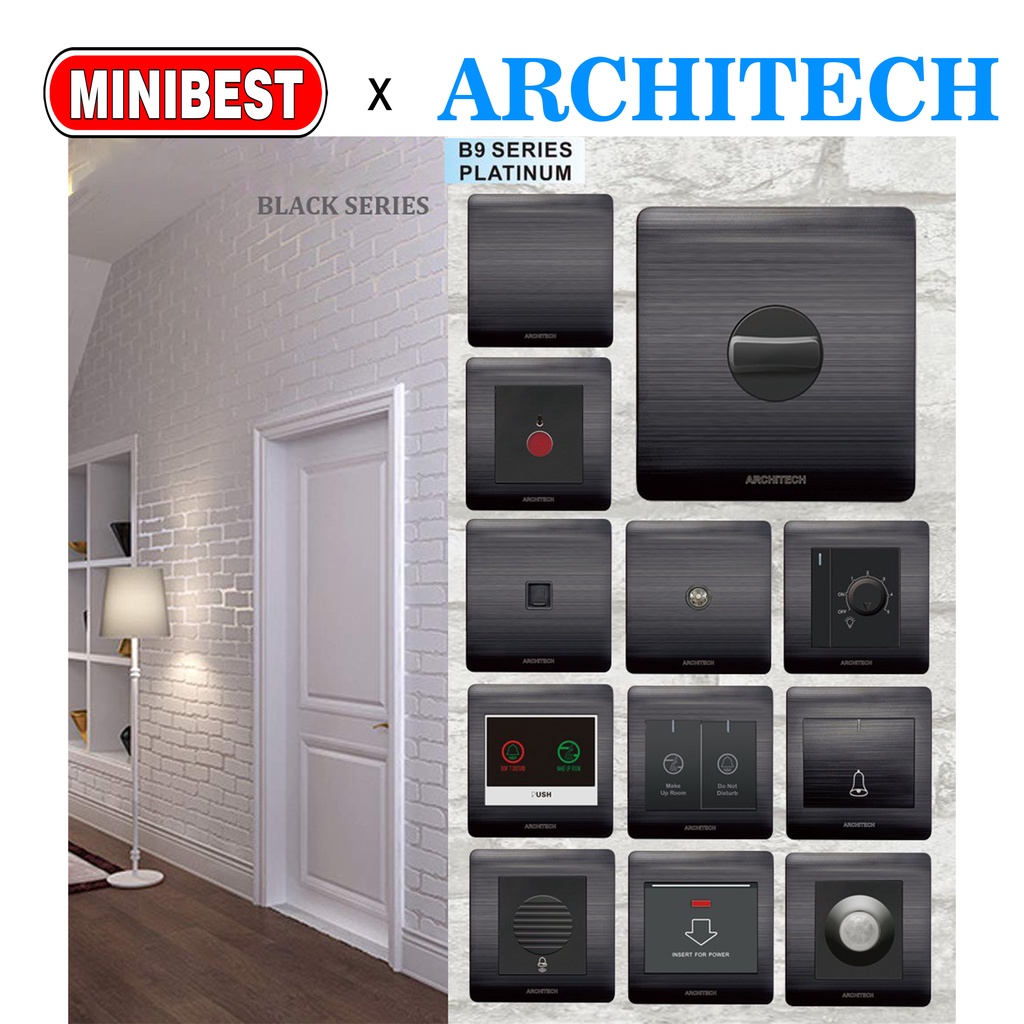 [MB] ARCHITECH SAKLAR PLATINUM BLACK B9 ARCHITECH / STOP KONTAK / SAKELAR / SAKLAR RUMAH