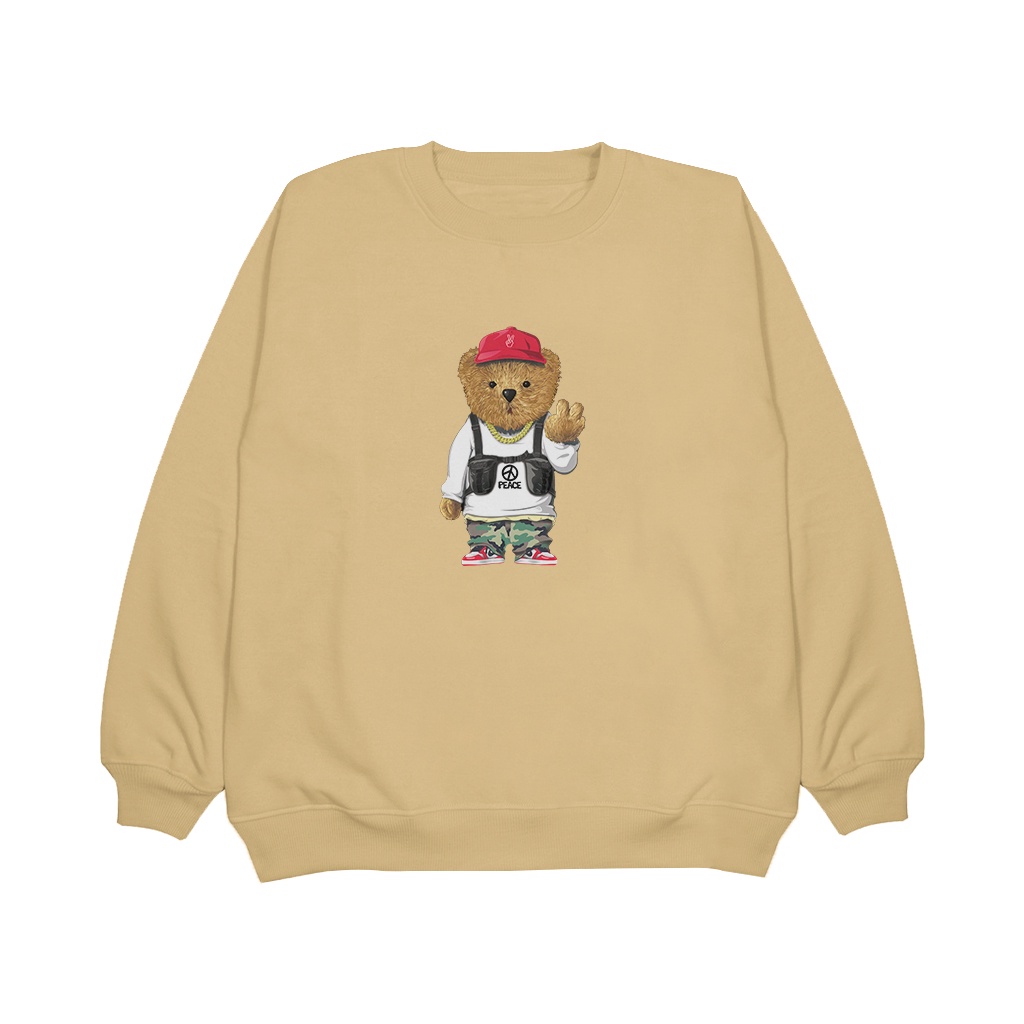 Sweater Crewneck BEAR PEACE Sweatshirt pria wanita high premium