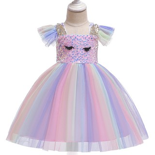 Unicorn Dress Anak Kartun  Lucu  Pelangi Gaun Putri  Untuk 