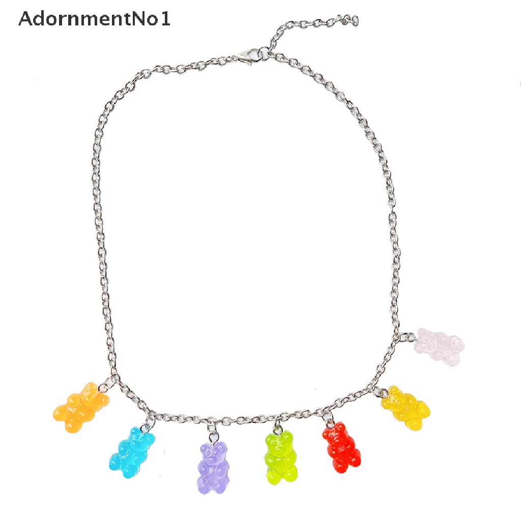 (AdornmentNo1) Kalung Rantai Dengan Liontin Kartun Gummy Bear Bahan Resin Gaya Hip Hop Untuk Wanita