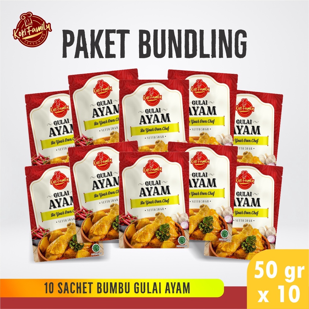 

Paket Bundling Koki Family Bumbu Instan Kari Ayam 50Gr -10 Pcs