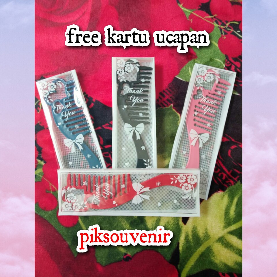 Souvenir Pernikahan Sisir Love import jumbo Kemasan Mika Free Kartu Ucapan