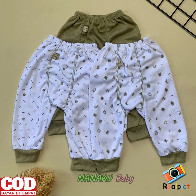 3 PCS Celana Bayi Baru Lahir Celana Pempers Panjang Bayi Usia 0-3 Bulan -Anababy