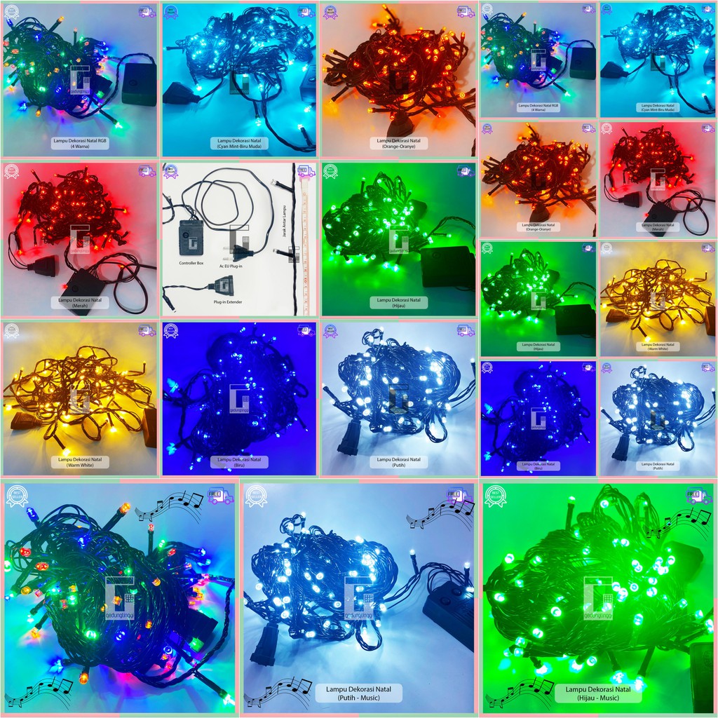 Lampu Natal Musik Led Tumblr Hias Tirai Bintang Dekorasi Hiasan Gantung Rusa Santa Gereja Warna Warni Warm White Kuning Rgb Kelap Kelip Selang Kawat Bulat Christmas Lights Decor Ornament Outdoor Waterproof Kabel Hijau Hitam 2 5 10 20 30 50 Meter 100lampu