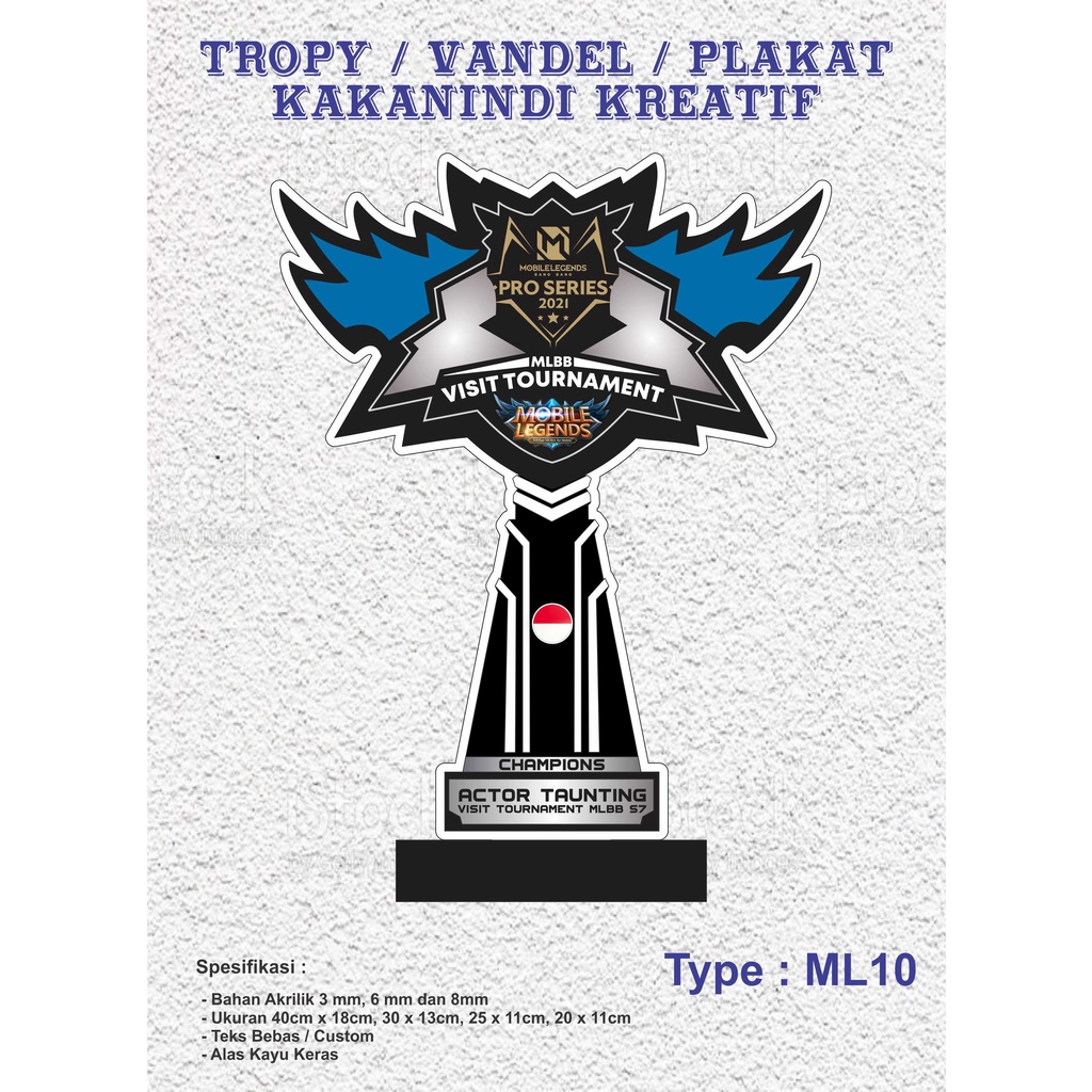 Trophy Mobile Legend/Piala Mobile Legend/Plakat Mobile Legend/Bahan Akrilik 3mm dan 6mm/Free Desain