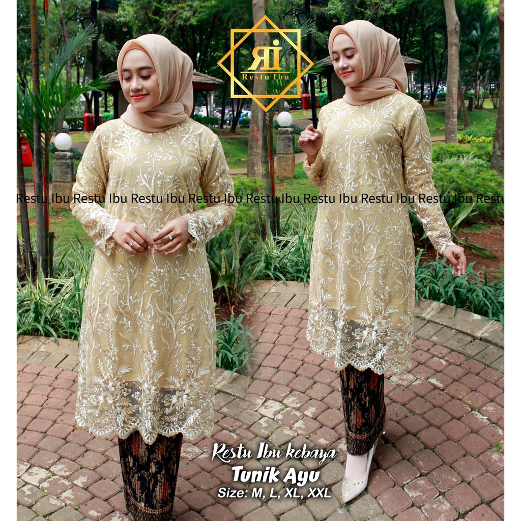 Set tunik brokat tille kebaya pesta kebaya cantik