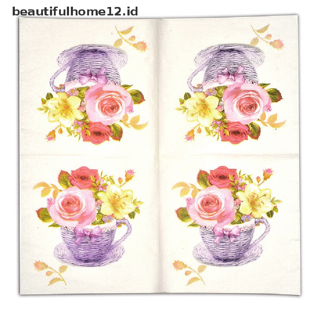 【beautifulhome12.id】 20pcs flower paper napkins food festive party tissue napkins decoupage decor .