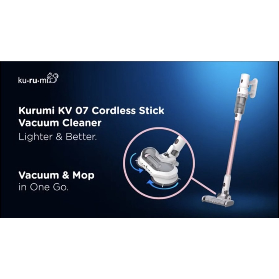 Kurumi KV07 Cordless Stick Vacuum Cleaner with Spray Mop Brush KV-07