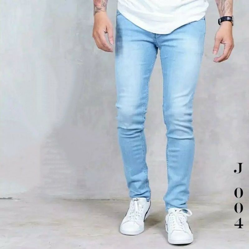 Jual Inkseven Blue Sky Skinny Soft Jeans Stretch Celana Panjang Jeans Biru Muda Pria Indonesia