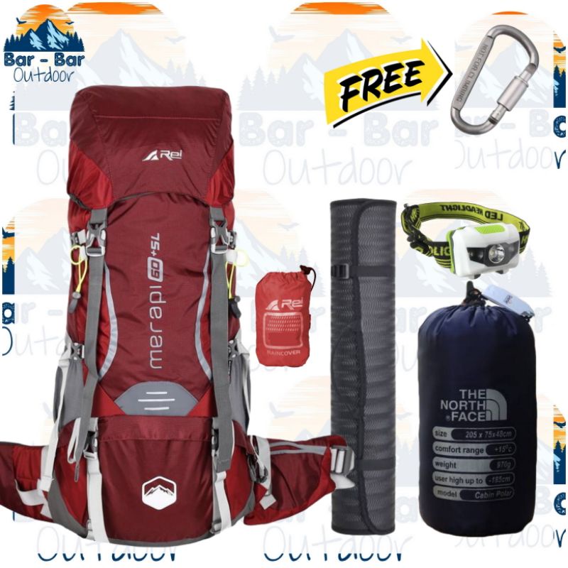 Paket Murah Peralatan Gunung Tas Gunung Tas Outdoor Carrier Arei Rei Merapi 60+5L