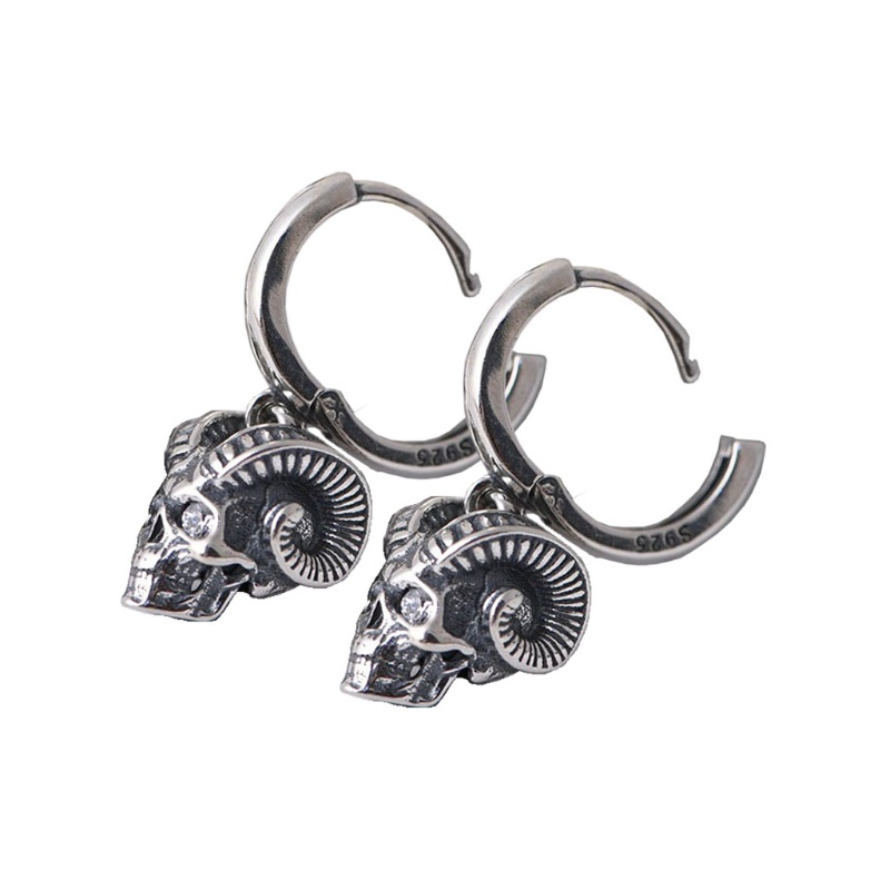 SIY  Vintage Dangle Simulated Sheep Skulls Earrings Halloween Woman and Men Earring Jewelry Skeleton Hanging Retro Ear Ring