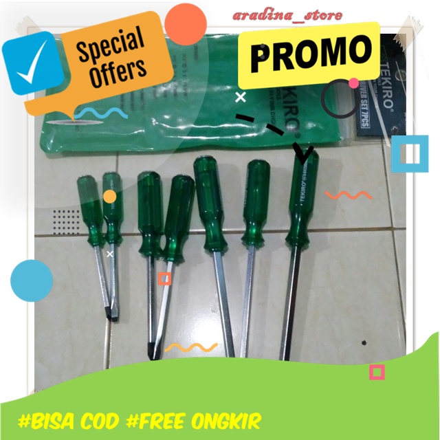 Obeng Ketok Tekiro original Set 7 Pcs Drei Ketrok Tekiro Set Murah Gagang Karet Obeng Impact Tekiro