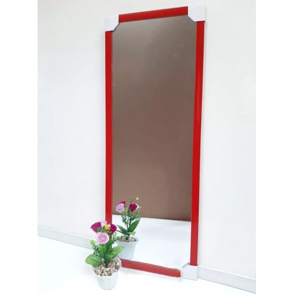Cermin Dinding Minimalis Kaca Cermin Gantung full badan 95 X 35-Merah