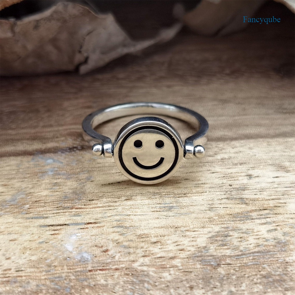 Fancyqube Fancycube Fancycube Mainan Fidget Ring Dua Sisi Motif Smiley Face Untuk Anti Stress