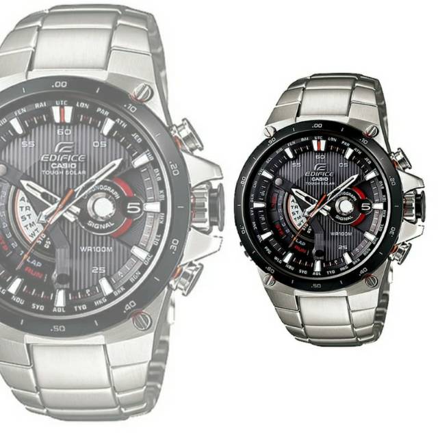 Jam Tangan Pria Casio Edifice Original Silver Dalam Hitam dan merah