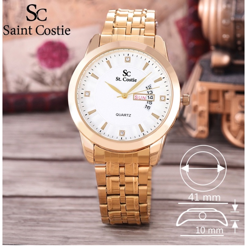 Jam Tangan Pria Rantai Anti Air Silver Gold