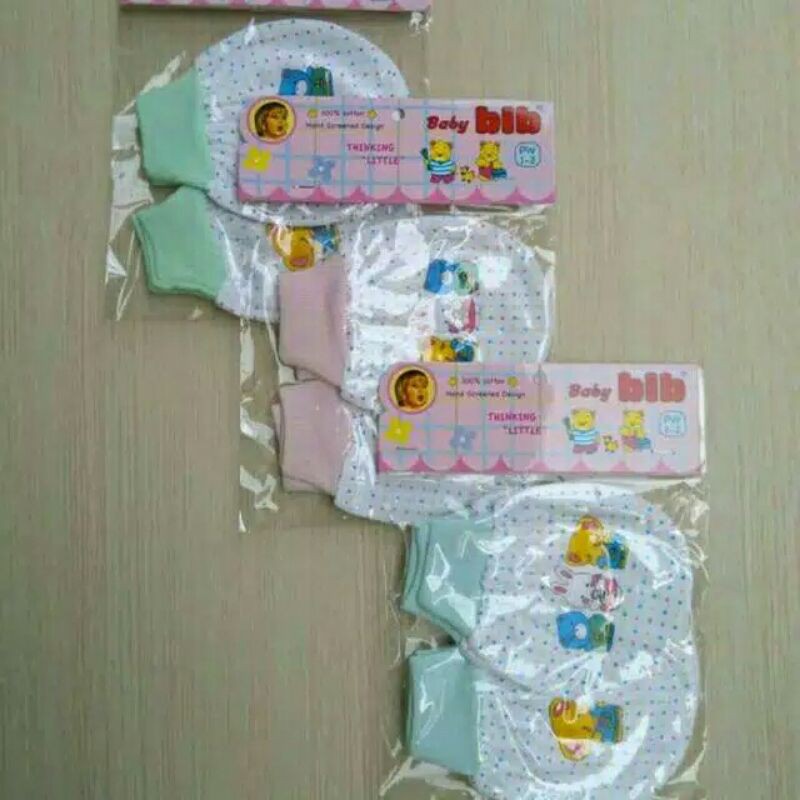 3 Pasang Sarung Tangan dan Kaki Bip Rib SNI bahan Lembut dan Adem-Sarung Tangan Bayi Murah