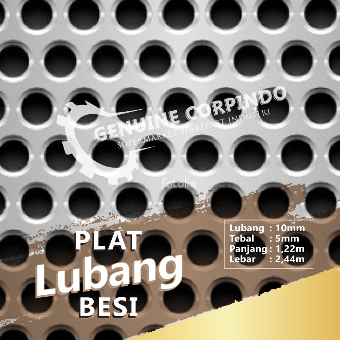 Plat Lubang Besi Lubang 10 mm X Tebal 5 mm X 1.22 M X 2.44 M