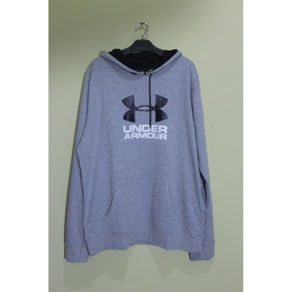 Jaket Pria Under Armour Storm Fleece Grey Big Logo Hoodie Original