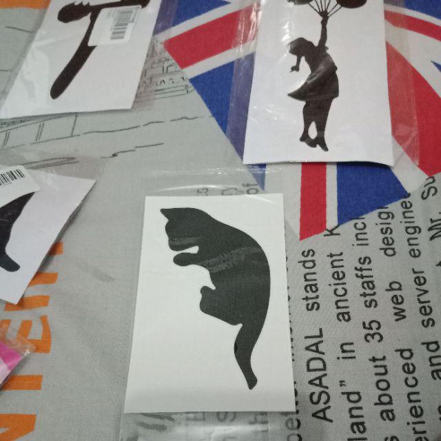 6x10cm Stiker Saklar Dinding Pvc Removable Gambar Kucing Hitam