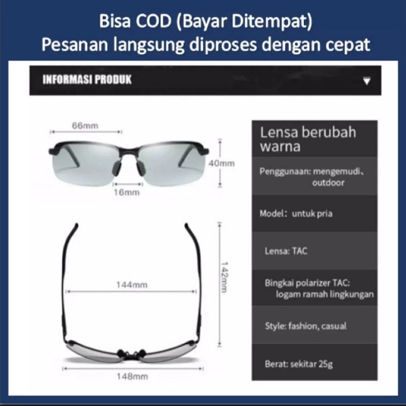 KACAMATA POLARIZED UV400 PHOTOCROMIC ANTI RADIASI PRIA WANITA