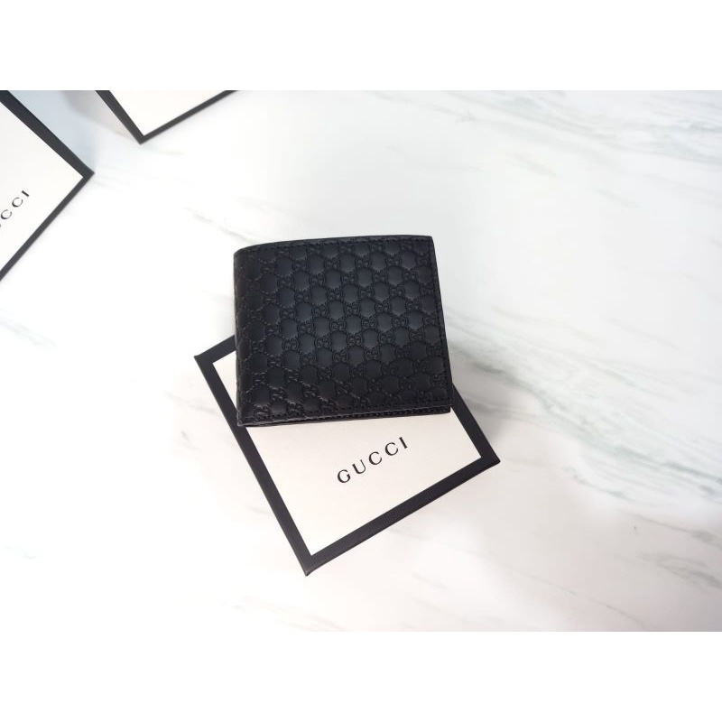 BNIB GUCCI GG guccissima MEN BIFOLD all card WALLET BLACK
