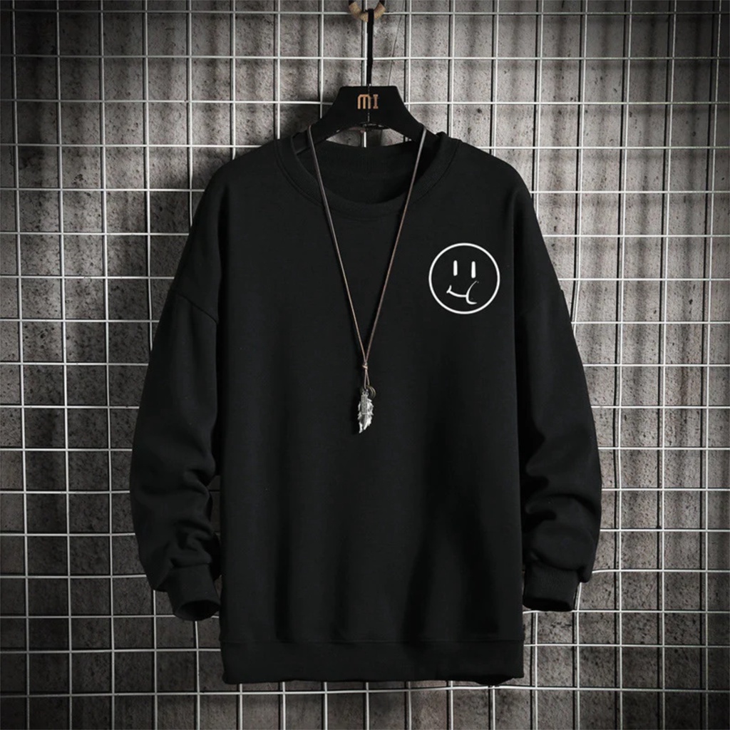 Smile logo Basic Sweater II Smile logo Sweater Crewneck II Sweatshirt SIZE M - XL ( Pria &amp; Wanita / Anak &amp; Dewasa )