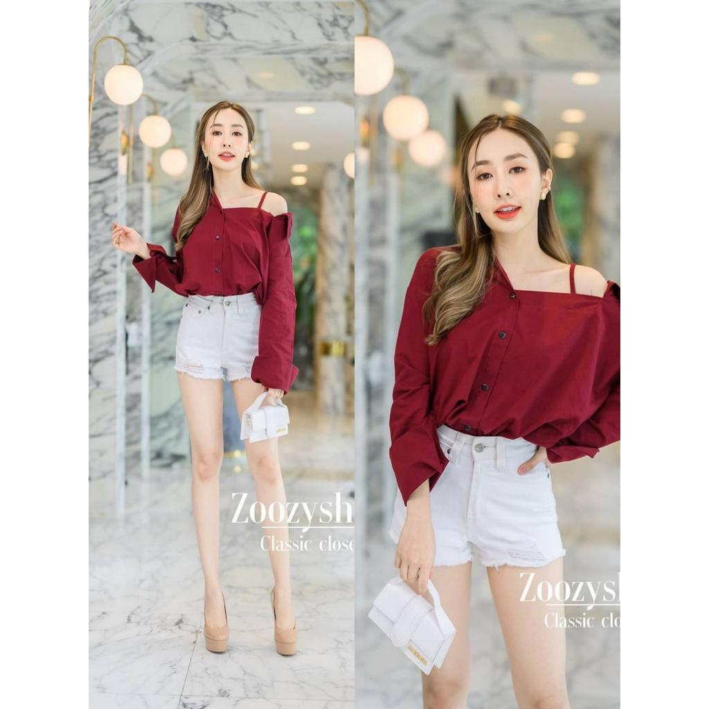 KEMEJA ZOOZY HALF SABRINA FASHION WANITA IMPORT BANGKOK CODE 73