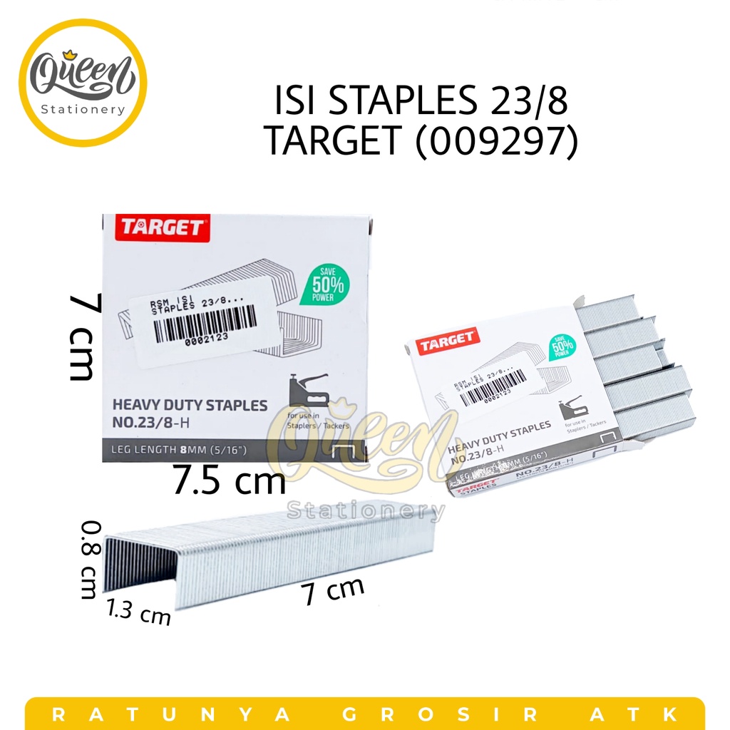 

1 KOTAK KECIL ISI STAPLES 23/8 TARGET (009297) / ISI STAPLER / ISI STAPLES BESAR