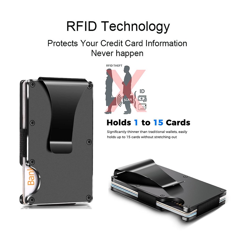 Dompet Kartu Anti maling Magnetic RFID Pria wanita untuk kartu ATM, Trans Jakarta, Kartu Akses Masuk, Credit Card,  eKTP mencegah Pencurian Data dengan Scanner RFID, Minimalist Card Holder Wallet RFID Blocking for Men and Women Wallet Metal Credit Card