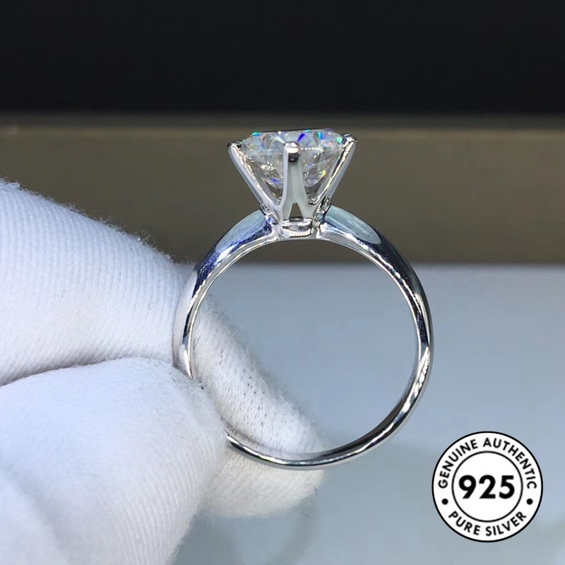 Cincin Model Terbuka Aksen Berlian Bahan S925 Silver Untuk Wanita