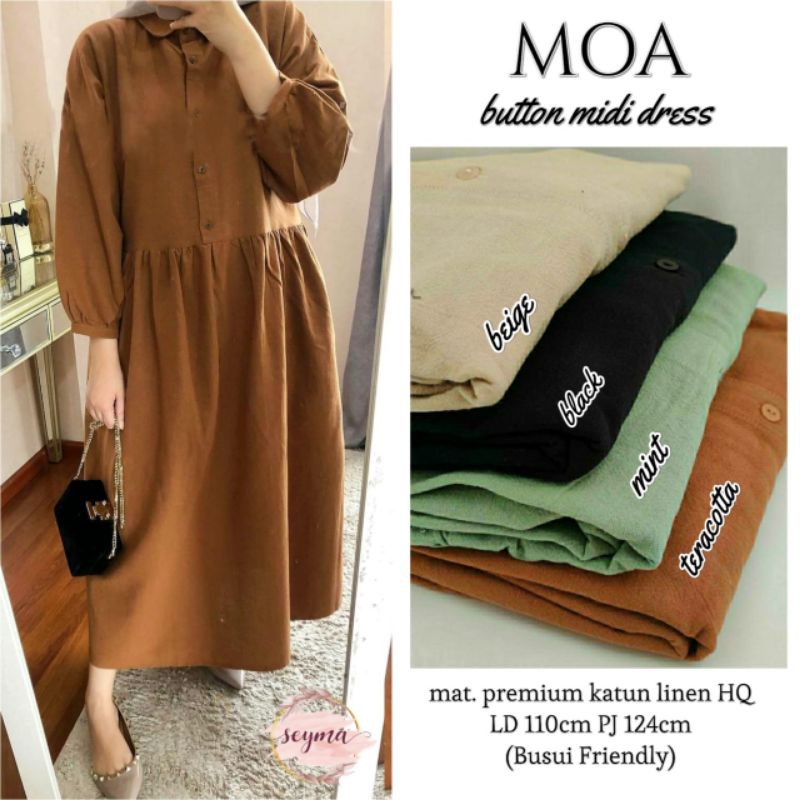 MOA Button Midi Dress