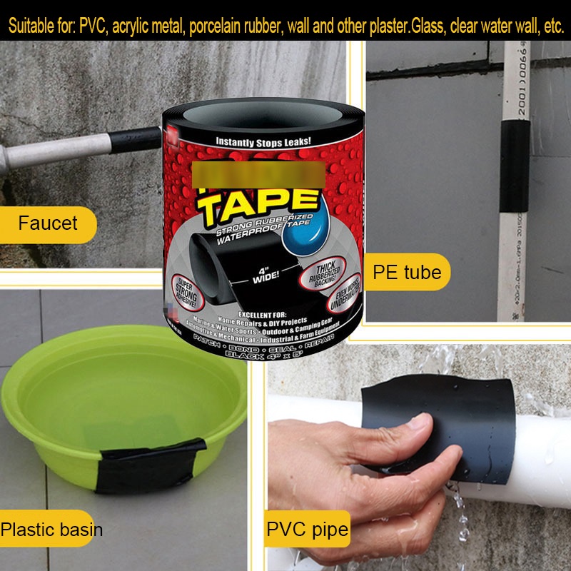 Lakban Lem Flex Tape Penambal Ajaib Super Kuat Anti Air Pipa Kaca Bocor Waterproof Rubberized Hitam Serbaguna 10 X 152 Cm