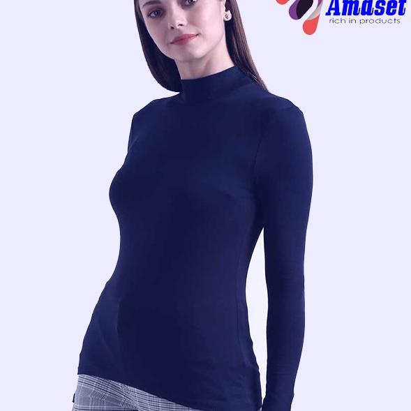 Kaos Manset Kerah Lengan Panjang Warna Hitam dan Navy Bahan Spandex Jersey Korea Zoya Import Super M