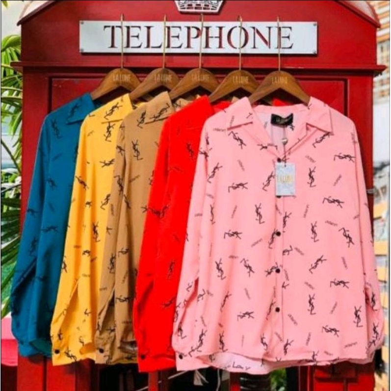 FLASH SALE KEMEJA LALUNE BANGKOK MOTIF YSL - Original bahan Premium-super lembut