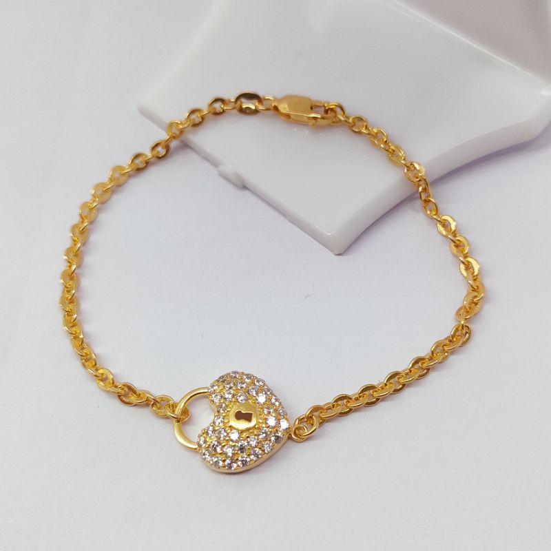 Gelang rantai nori sambung gembok kunci love ASLI SILVER (925)