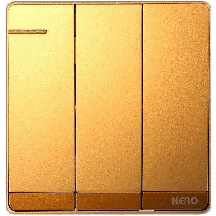 NERO Saklar Triple DECORA Gold Tanam Saklar 3 Warna Emas Modern