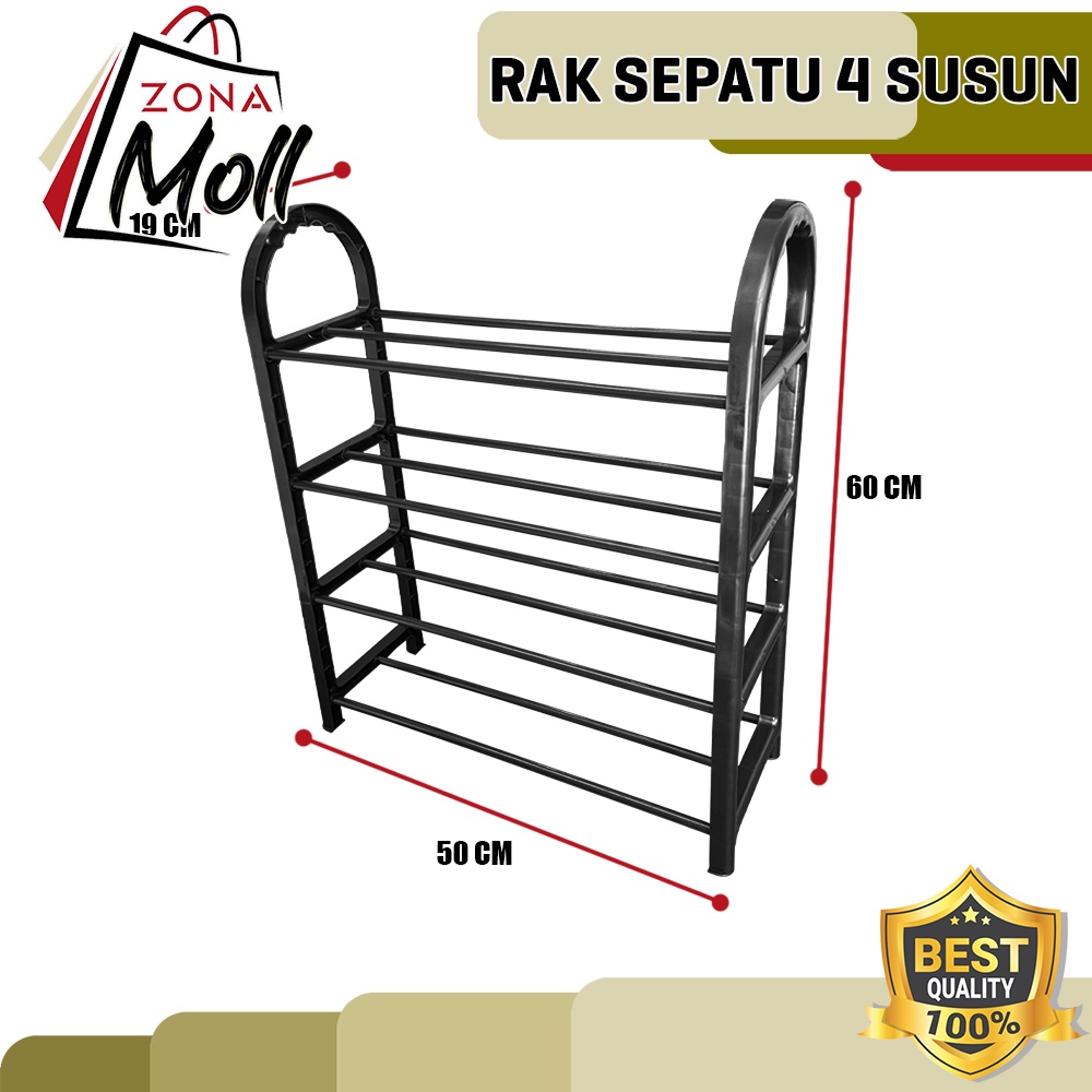 ZM RAK SEPATU PLASTIK 4 SUSUN TEMPAT PENYIMPANAN SANDAL 4 TINGKAT KUAT-2