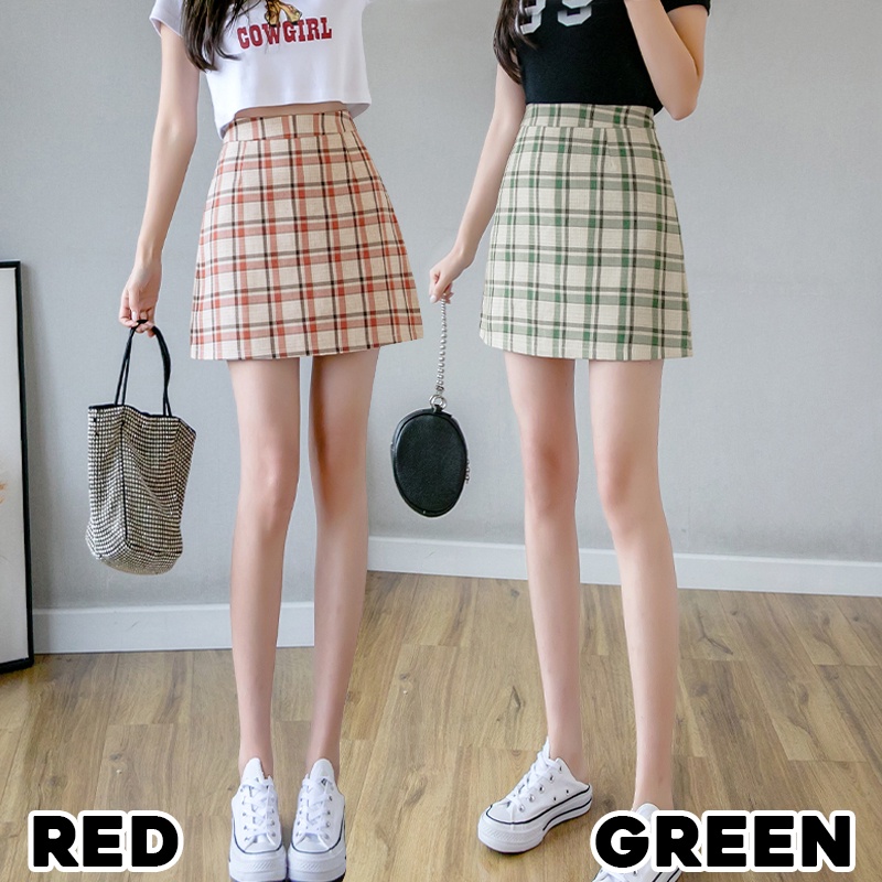 KARAKOREA 828 Mia Skirt/Korean Mini Skirt/Rok Pendek/Motif Kotak Kotak Gaya Korea/Rok Korea Skirt