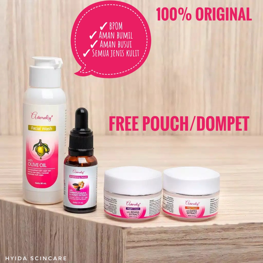 ADORALY SKINCARE Original BPOM- Bonus Pouch - Pemutih pengilang flek dan jerawat