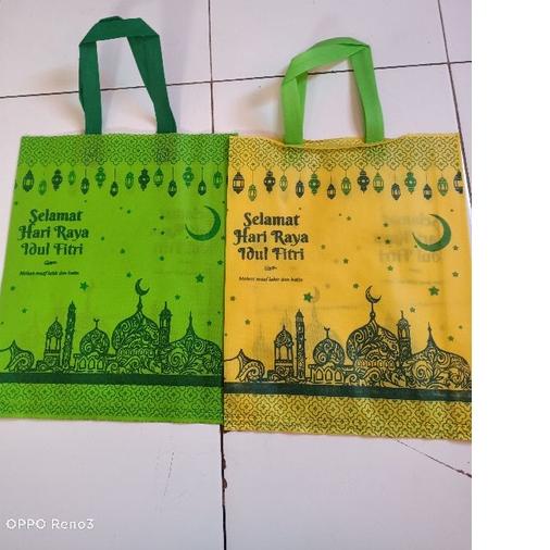 

✪ Goodie bag lebaran [Lusinan]38x45x10 new edition 2022 sablon 2sisi - tas spundbond ♬