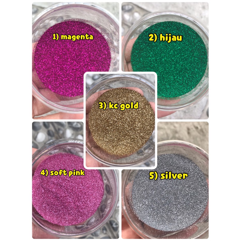 Dust glitter plain colour glitter bubuk kilau polos nail art slime