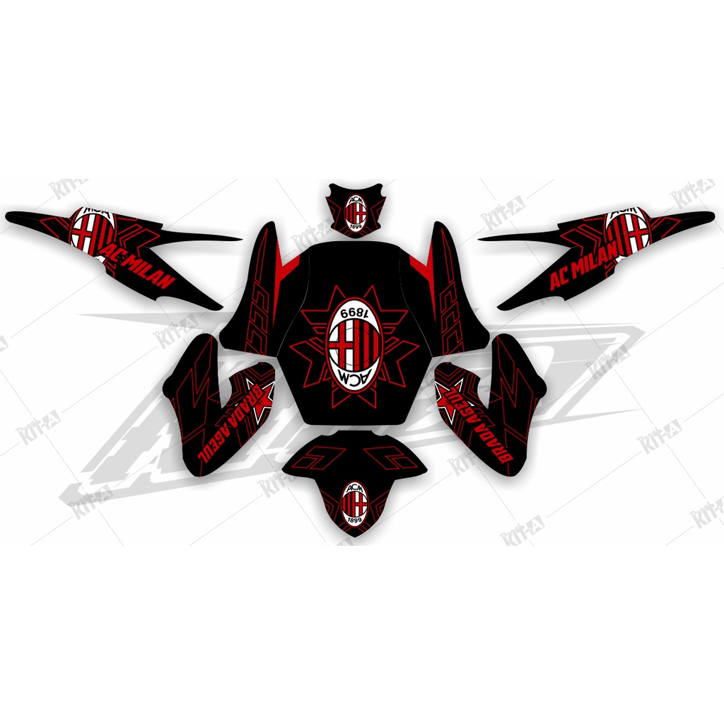 Decal Honda CB 150R Striping CB 150R AC Milan Merah Hitam