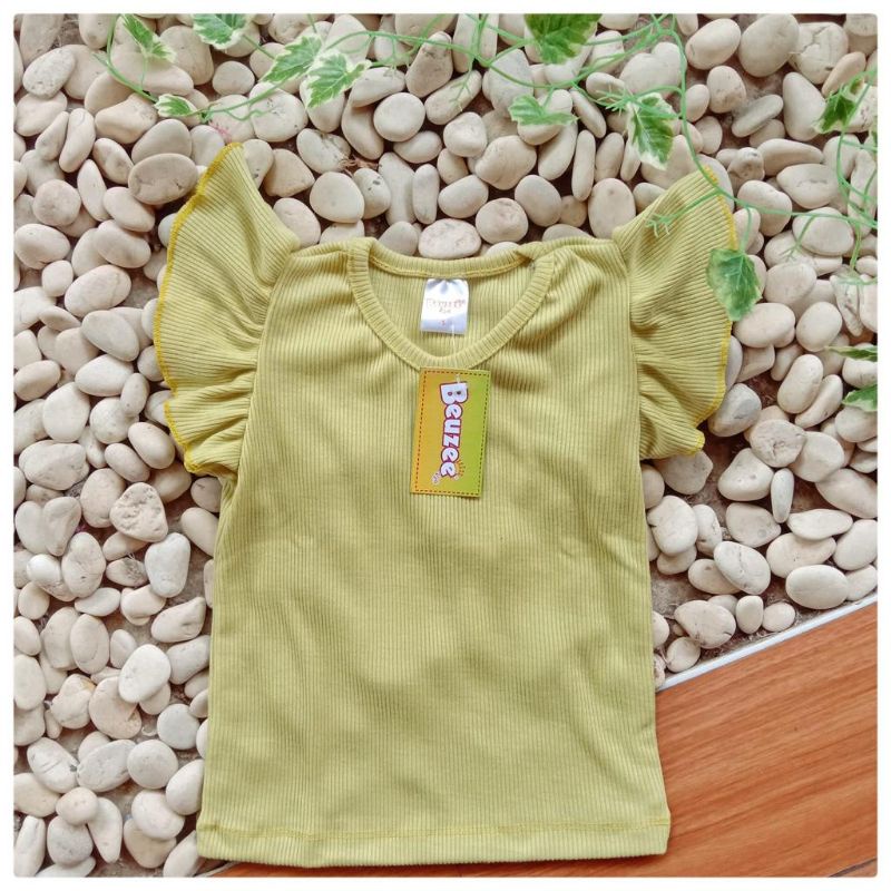 Atasan Anak Perempuan Blouse Ruffle Tee Katun Rib Baju Anak Perempuan Lucu Beuzee